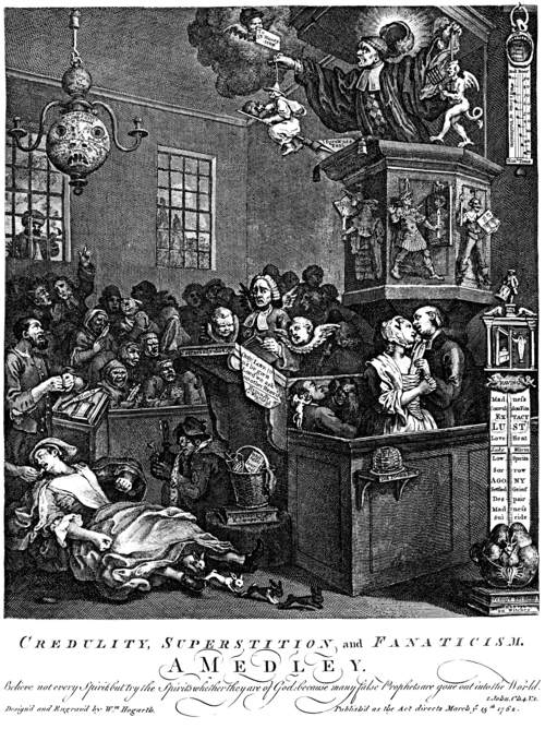 William Hogarth's engraving 'Credulity, Superstition and Fanaticism. A Medley'